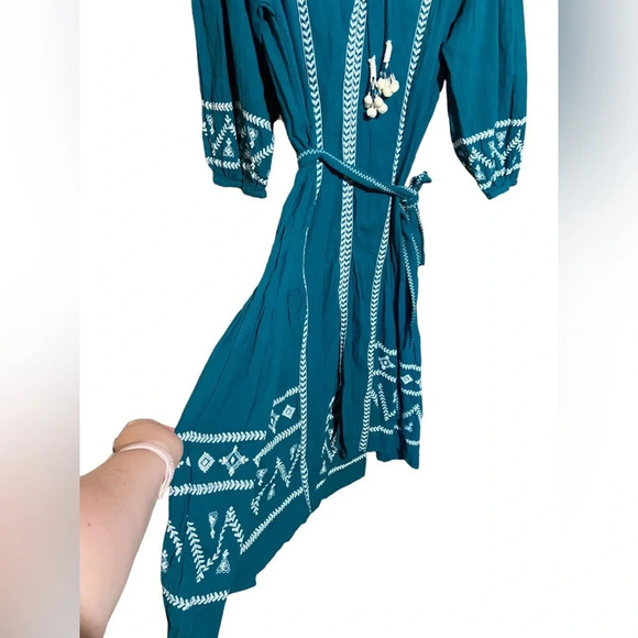 NWOT ZARA WOMAN MIDI EMBROIDERED DRESS COTTAGECORE BOHO GREENISH SIZE‎ LARGE - Picture 5 of 9